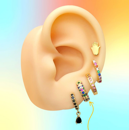 Aretes Arracada Multicolor Chapa de Oro Az248