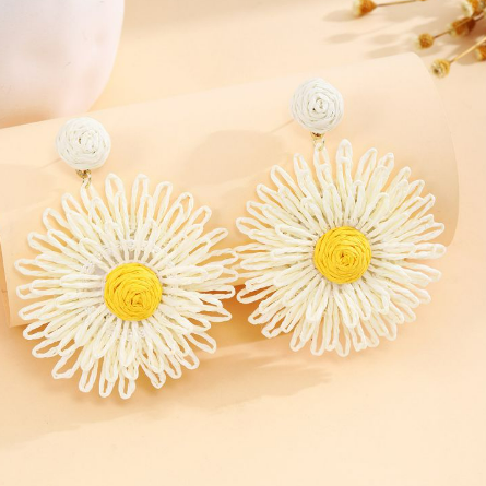 Aretes Flor de Rafia 1Q2