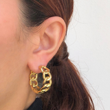 Aretes Dorados Eslabones Chapa de Oro C695