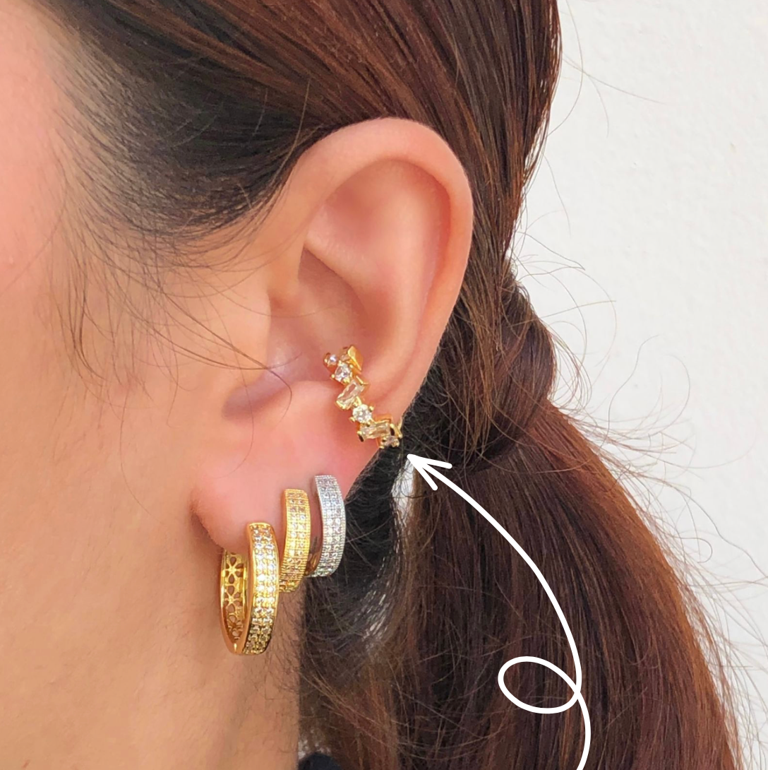 Ear Cuff Zirconias Chapa de Oro