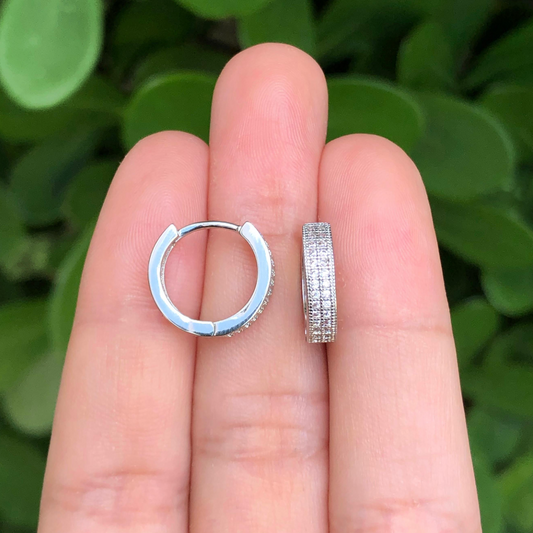 Aretes Arracada Zirconias Plateadas Chapa de Oro Az131