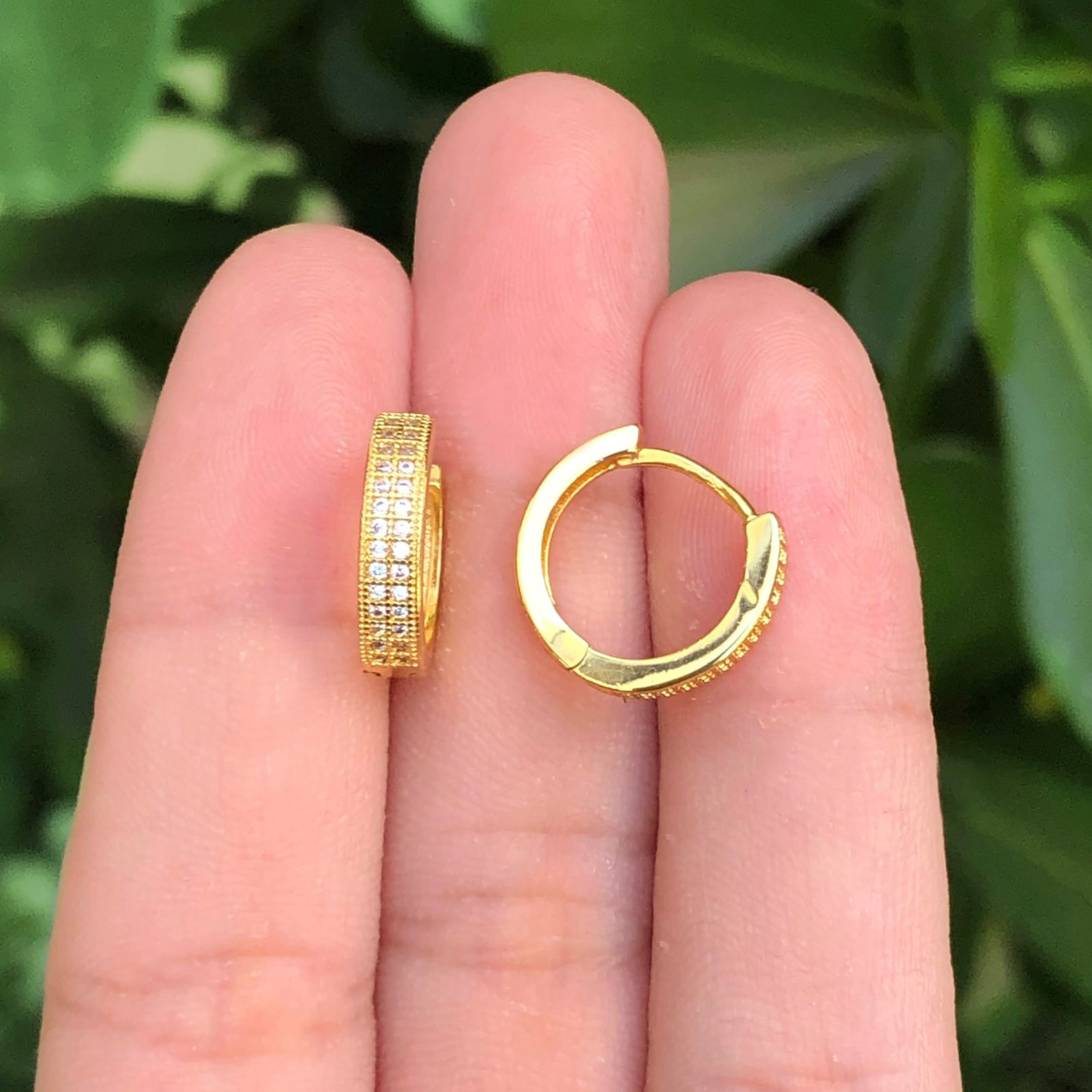 Aretes Arracada Dorada Zirconias Chapa de Oro Az21
