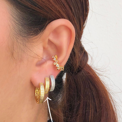 Aretes Arracada Dorada Zirconias Chapa de Oro Az21