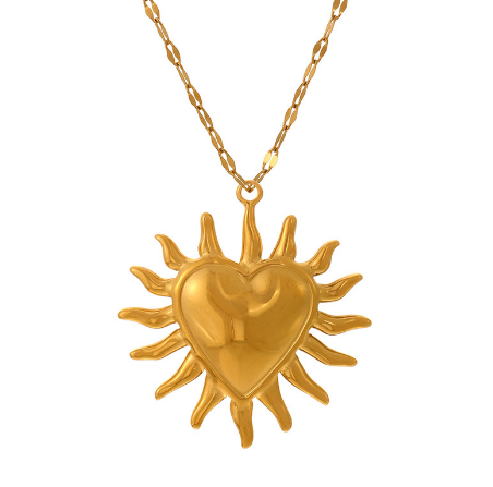 Collar Dorado Corazón Sol Acero Inoxidable 1H5