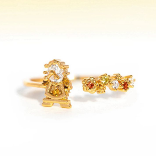 Anillo de La Bella Ding Don Ajustable Chapa de Oro 1o4