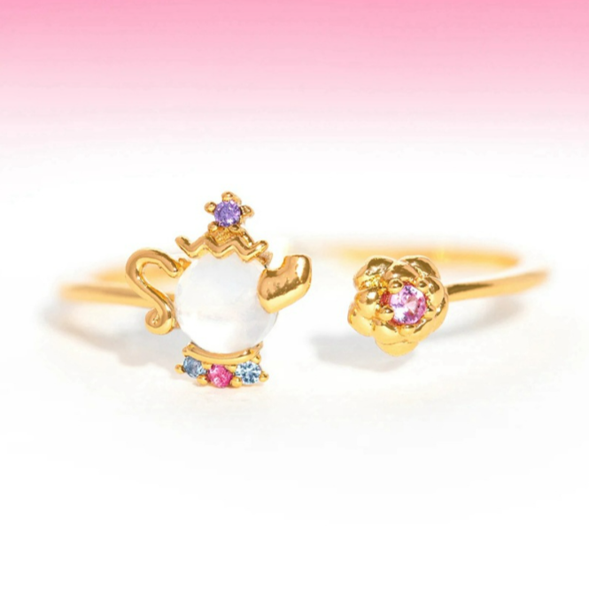 Anillo de La Bella Sra Pot Ajustable Chapa de Oro 1W1