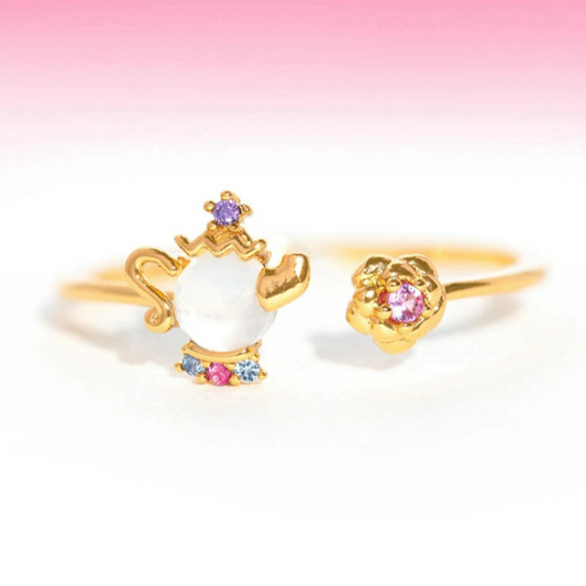 Anillo de La Bella Sra Pot Ajustable Chapa de Oro 1W1