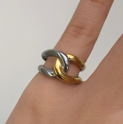 Anillo Oro-Plata Acero Inoxidable Talla 7 R714