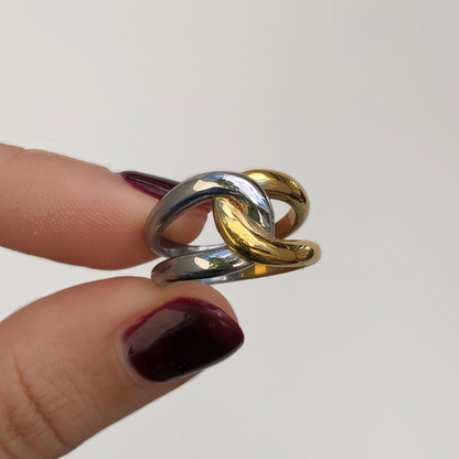 Anillo Oro-Plata Acero Inoxidable Talla 7 R714