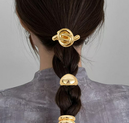 Broche Liga Cabello Hair Cuffs Nudo Plateado  4E39