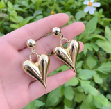 Aretes Corazon Dorado Chapa de Oro  2H4