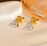 Aretes Dorado Triangulo Zirconia C696