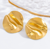 Aretes Circulo Arrugado Dorado  R1