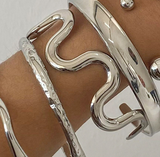Pulsera Plateada Ondas Acero Inoxidable R31
