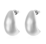 Aretes Gota Plateada Hueca Acero Inoxidable  2S1