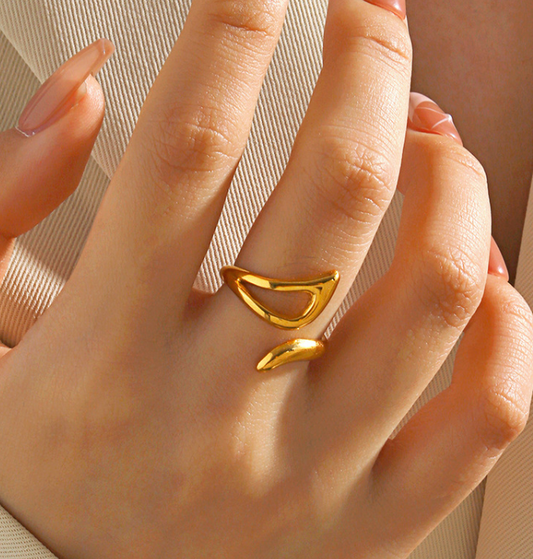 Anillo Dorado Ajustable Acero Inoxidable  R13