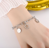 Pulsera Platerada Lucky Treboles Acero Inox 1G8