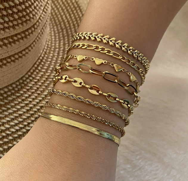 Pulsera Dorada OO Acero Inoxidable 3M5
