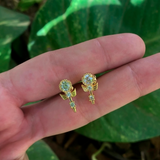 Aretes Dorado Zirconia Blanca Chapa de Oro Az154