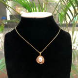 Collar Perla Dorada Chapa de Oro 1T1