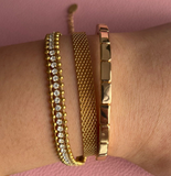Pulsera Maya Tejida Dorada  Acero Inoxidable   2Y8