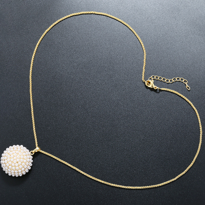 Collar Circulo de Perlas Dorado Chapa de Oro C705