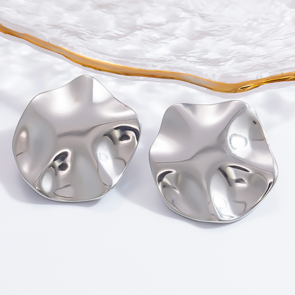 Aretes Cuadro Irregular Plateado Acero Inoxidable 1x7