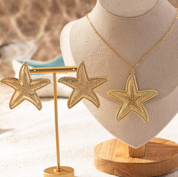 Set Collar y Aretes Estrella del Mar 4E37