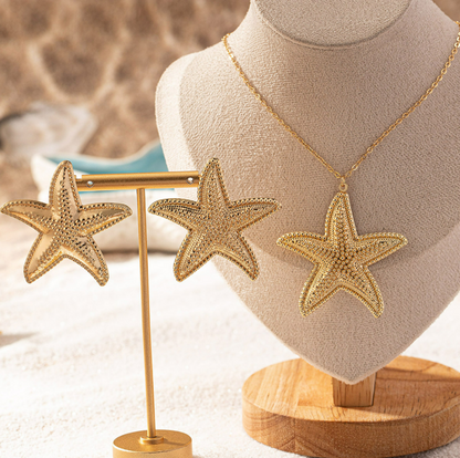Set Collar y Aretes Estrella del Mar 4E37