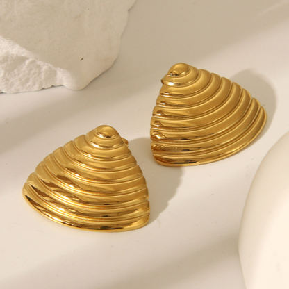 Aretes Concha Dorada Acero Inoxidable 4E2