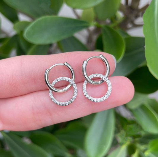 Aretes Arracada Zirconias Chapa de Oro Az240
