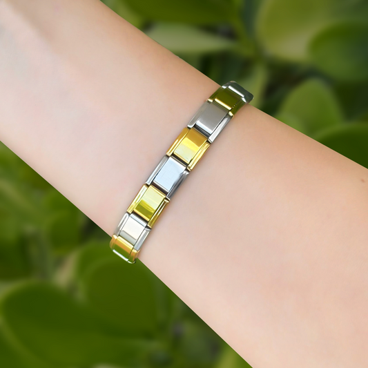 Pulsera Italiana Elástica Oro - Plata 2R6