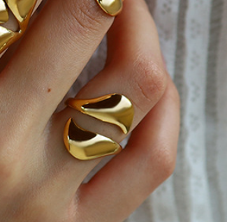 Anillo Dorado Gotas Encontradas Acero Inoxidable
