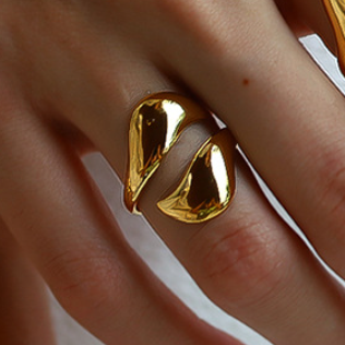 Anillo Dorado Gotas Encontradas Acero Inoxidable