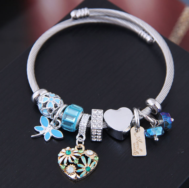 Pulsera Plateada de Charms Acero Inoxidable 2Y4