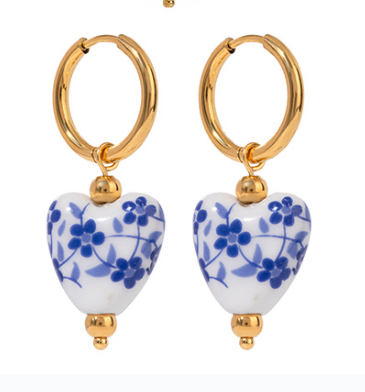 Aretes  Cerámica Charms Acero Inoxidable  1S2