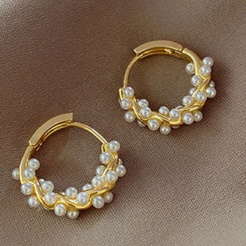 Aretes Aro Perlas  4E32