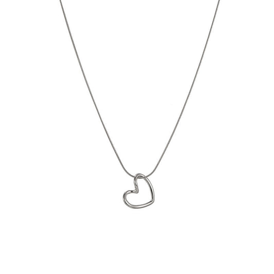 Collar Plateado Corazón Enlazado Acero Inoxidable  1M1
