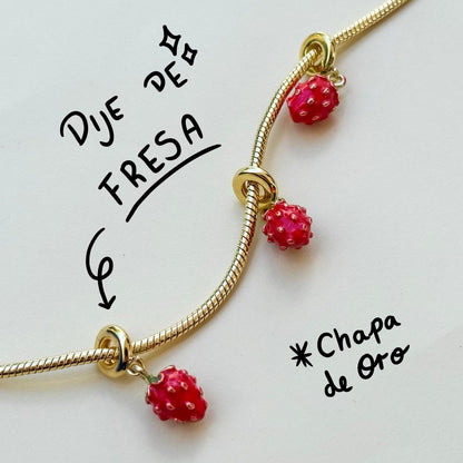 Dije de Fresa Chapa de Oro  3A2