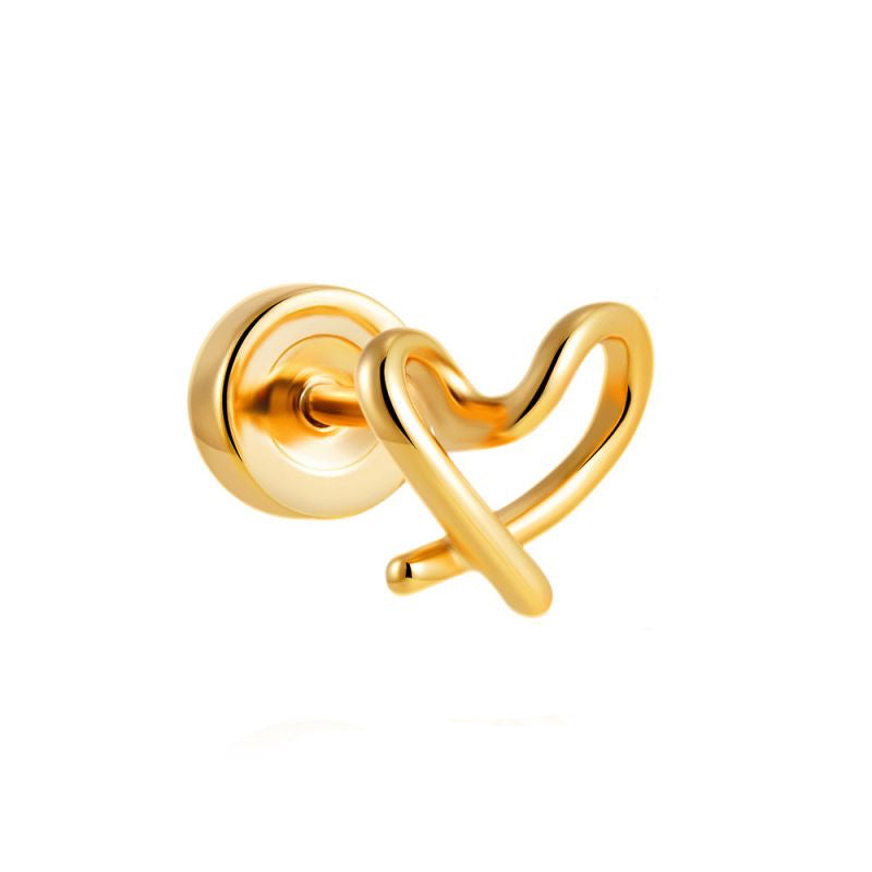 Aretes Plateados Piercing Corazón Acero Inoxidable  3M7
