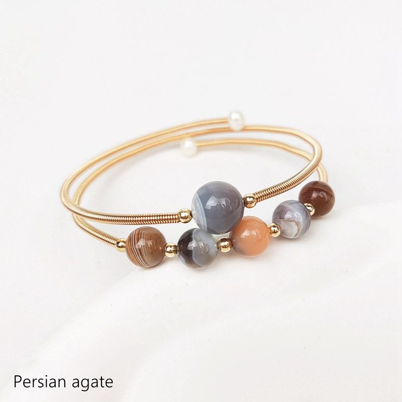 Pulsera Dorada Bolitas Cafes
