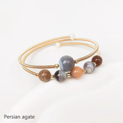 Pulsera Dorada Bolitas Cafes