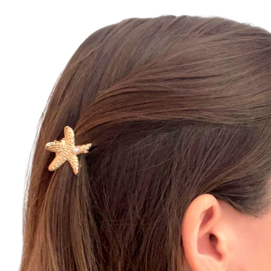 Clip Pinza Estrella de Mar Dorada para Cabello 3B2