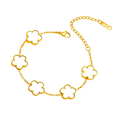 Pulsera Trebol Blanca Acero Inoxidable   1Y8