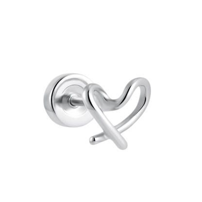 Aretes Plateados Piercing Corazón Acero Inoxidable  3C1