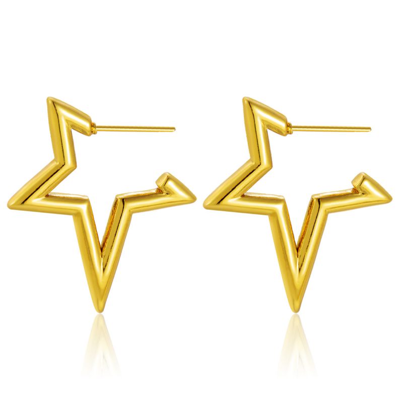 Aretes Dorados Estrella Acero Inoxidable