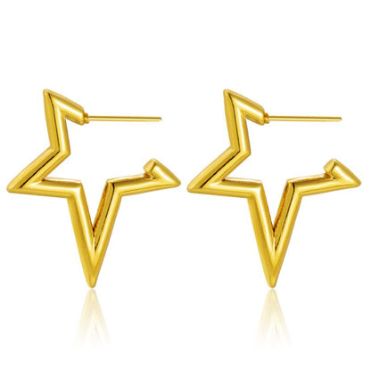 Aretes Dorados Estrella Acero Inoxidable