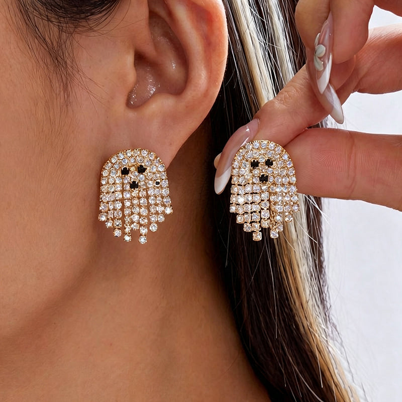 Aretes Dorados Fantasma Brillante