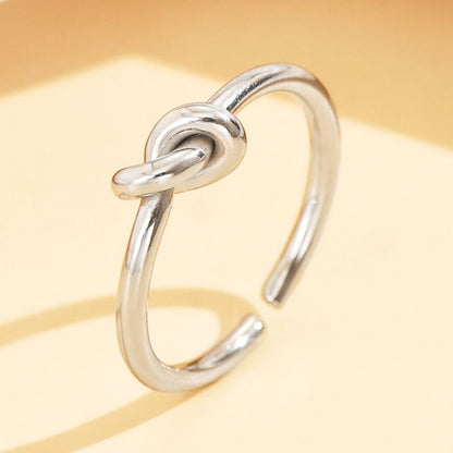Anillo pPlateado Nudo Ajustable Acero Inoxidable