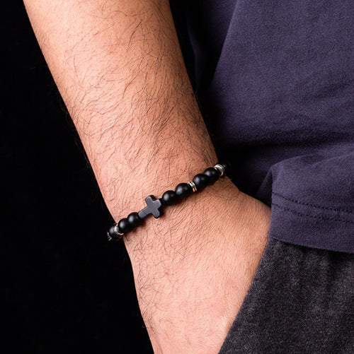 Pulsera Hombre Cruz Negra 1W7